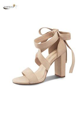 Lace Up Strappy Chunky Heeled Sandals Suede Block Heel Women